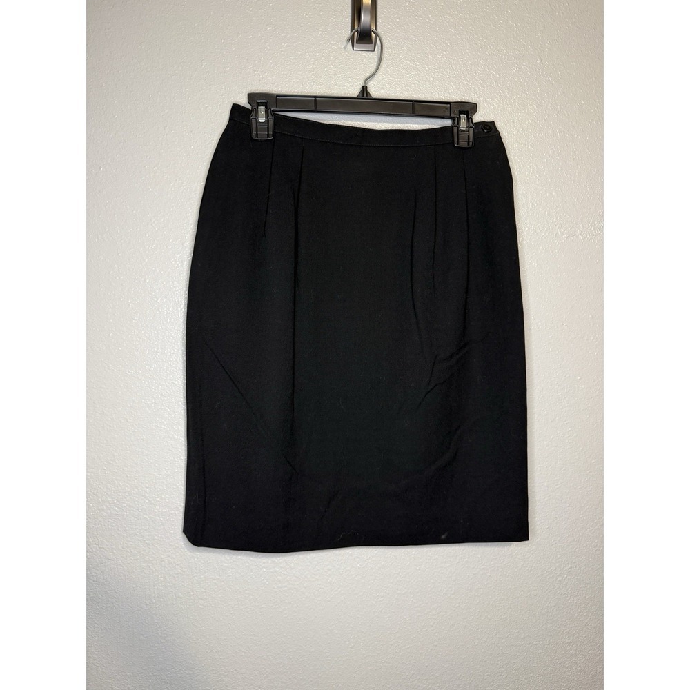 Jones New York‎ Womens Skirt Size 8 Black Pure Wool Vintage Career Pencil NOS